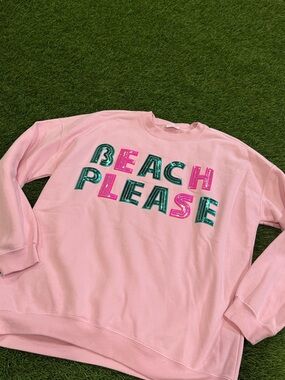 Pink Lily Crewneck Sweatshirt - Beach Please